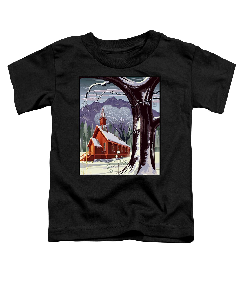 Yosemite Chapel Toddler T-Shirt featuring the digital art Yosemite Christmas by Garth Glazier