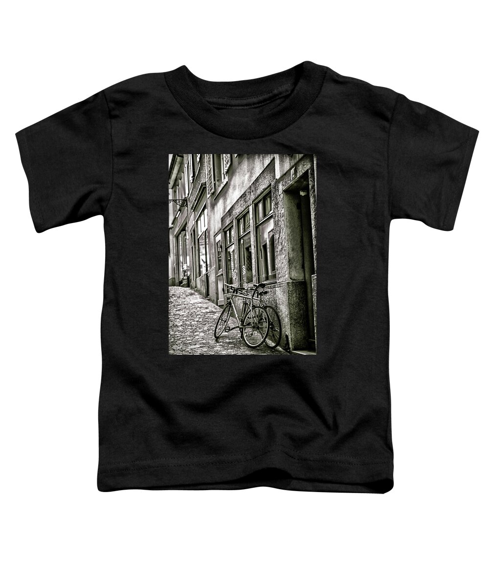 Bicycles Toddler T-Shirt featuring the photograph Zurich Street Bicycles by Lauri Novak