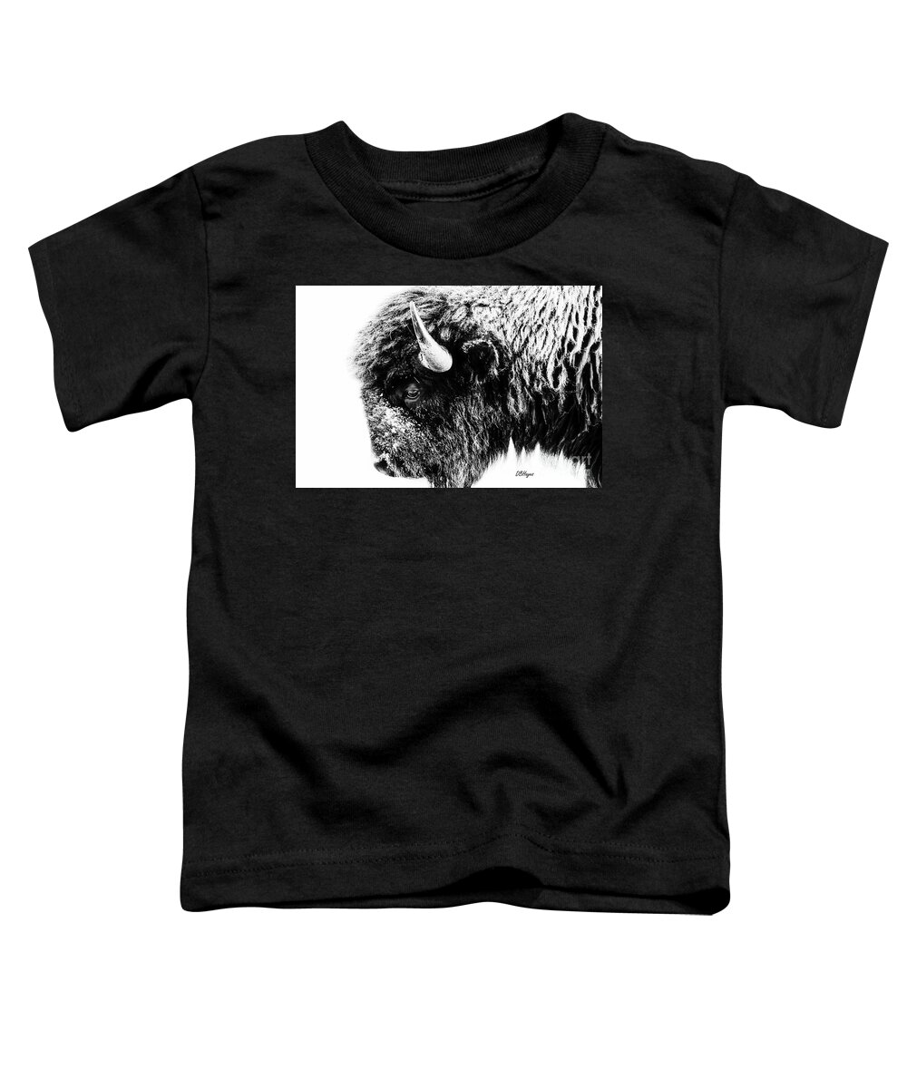 Buffalos Toddler T-Shirt featuring the photograph Buffalo Black and White Portrait II by DB Hayes