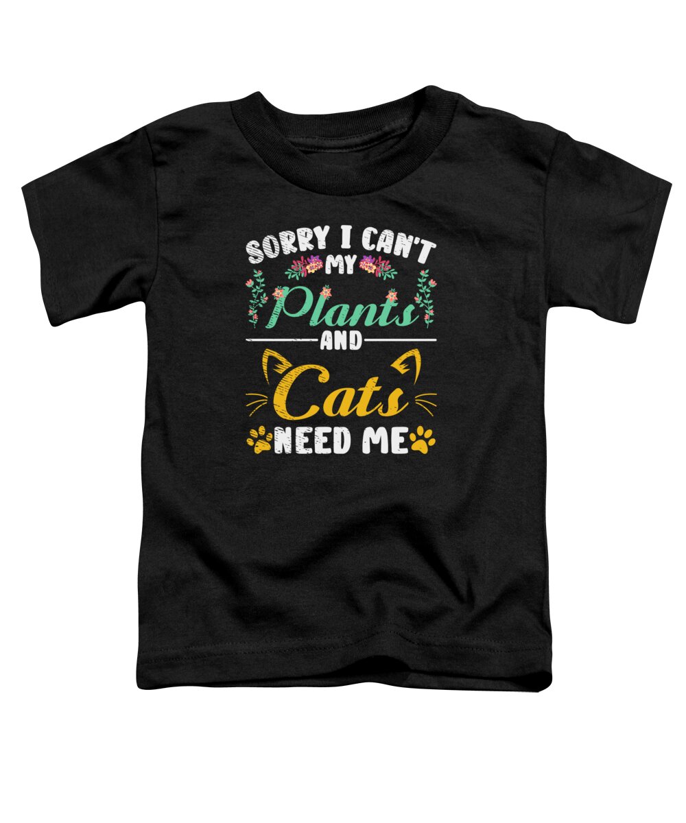 Gardening Toddler T-Shirt featuring the digital art Gardening Botanical Plants Adorable Pet Cat #1 by Toms Tee Store