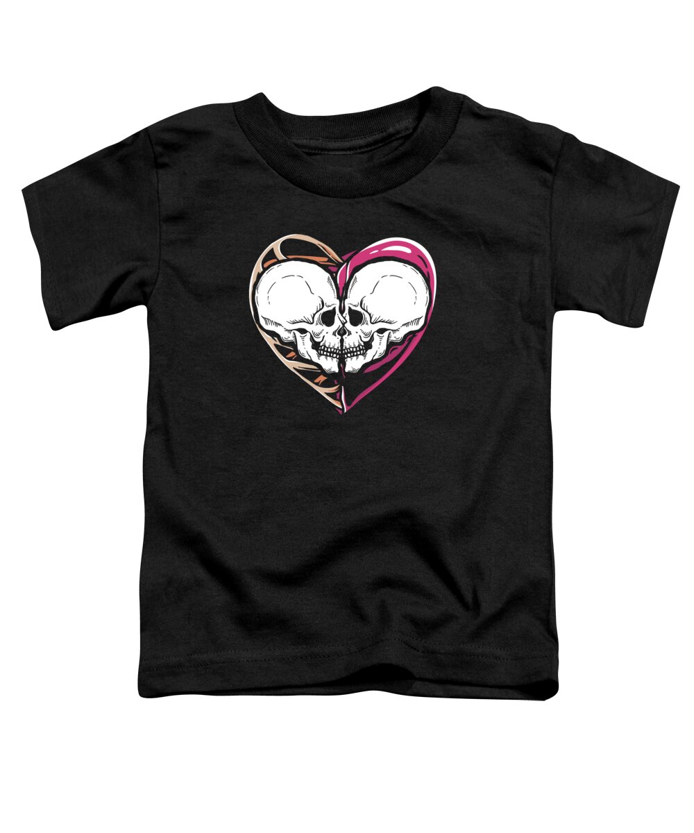 Skull Toddler T-Shirt featuring the digital art Gothic Dripping Skeleton Love Your Tender Kisses Bones Death Grave Aesthetic Dark #1 by Toms Tee Store