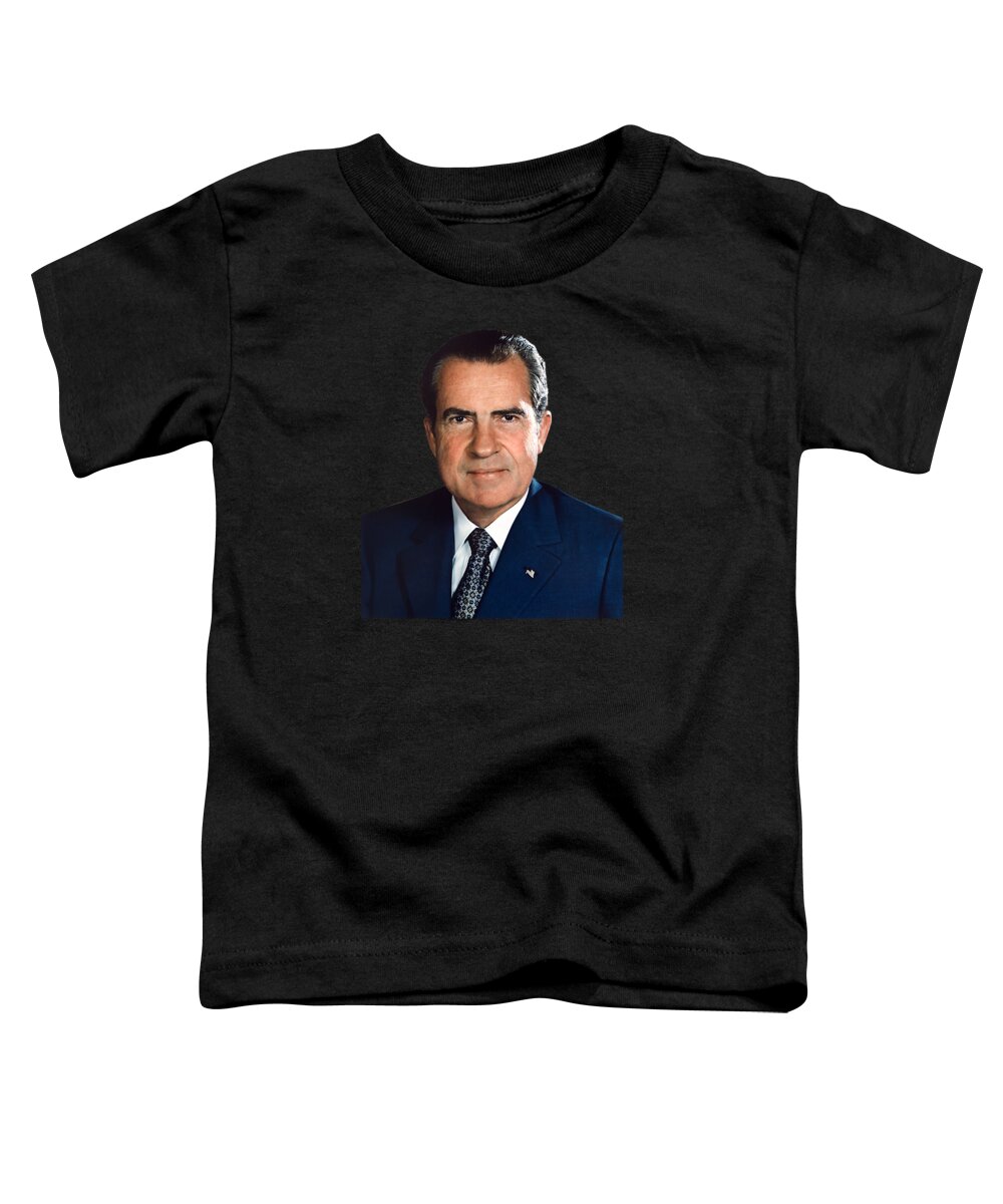President Nixon Toddler T-Shirt featuring the photograph President Richard Nixon Portrait #1 by War Is Hell Store