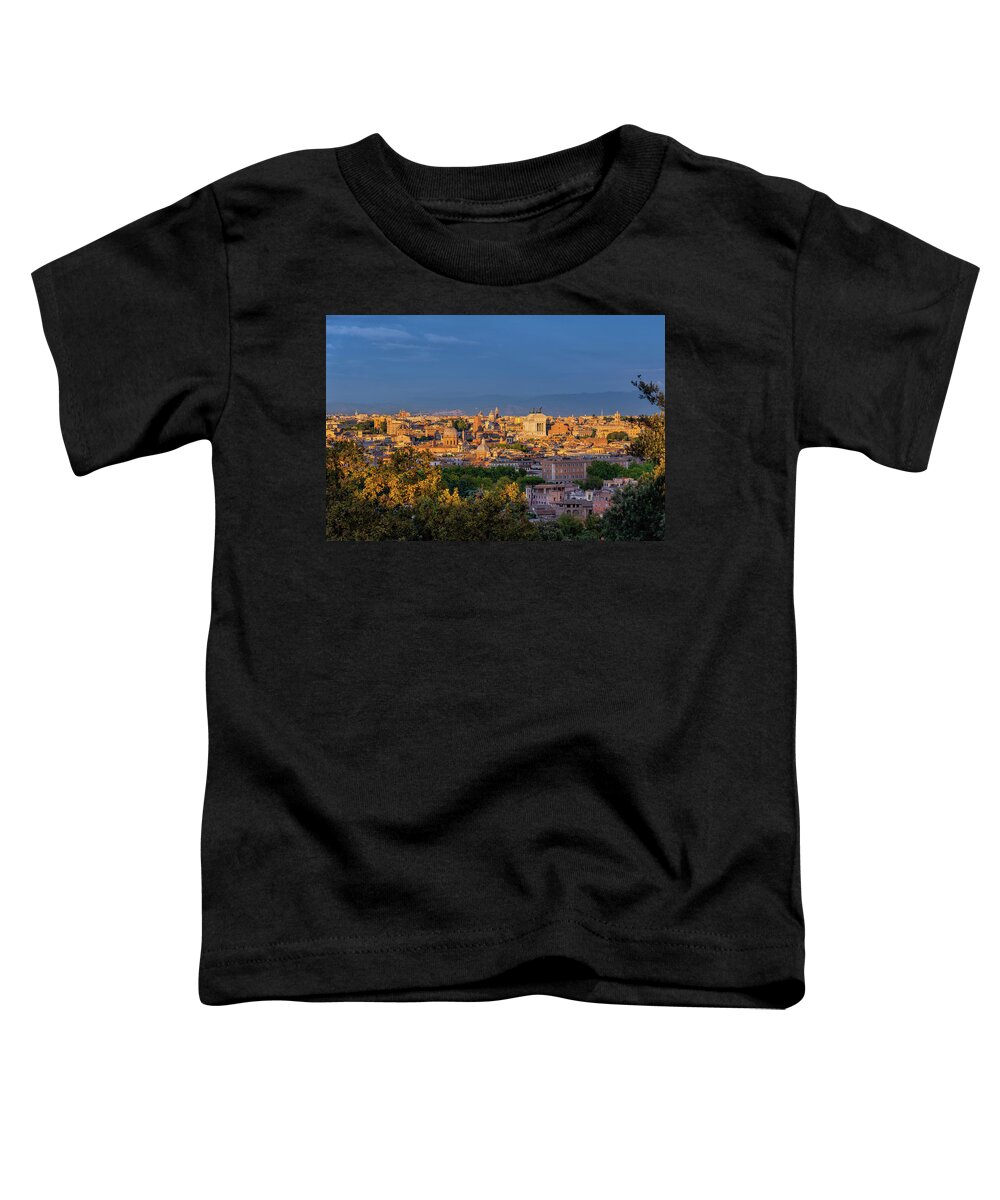 Rome Toddler T-Shirt featuring the photograph Rome Cityscape At Sunset In Italy #1 by Artur Bogacki