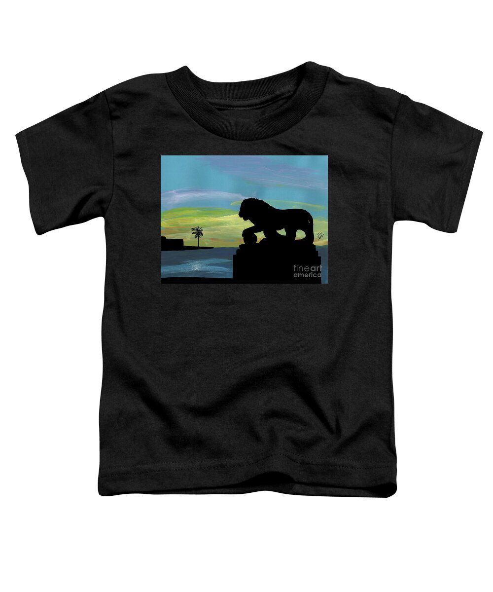 Lion Toddler T-Shirt featuring the painting Sunrise At The Bridge Of Lions #1 by D Hackett