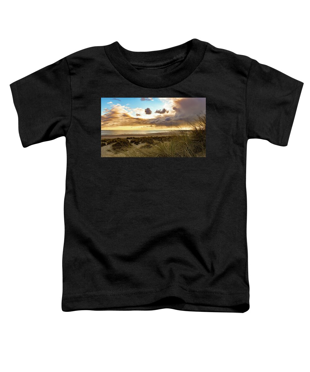 Beach Toddler T-Shirt featuring the photograph Sunset beach Northsea #1 by Marjolein Van Middelkoop