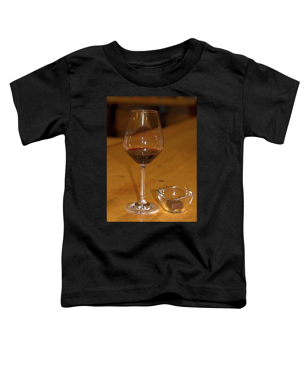 Wine In Glass Toddler T-Shirt featuring the photograph Wine and Chocolate by Sally Weigand