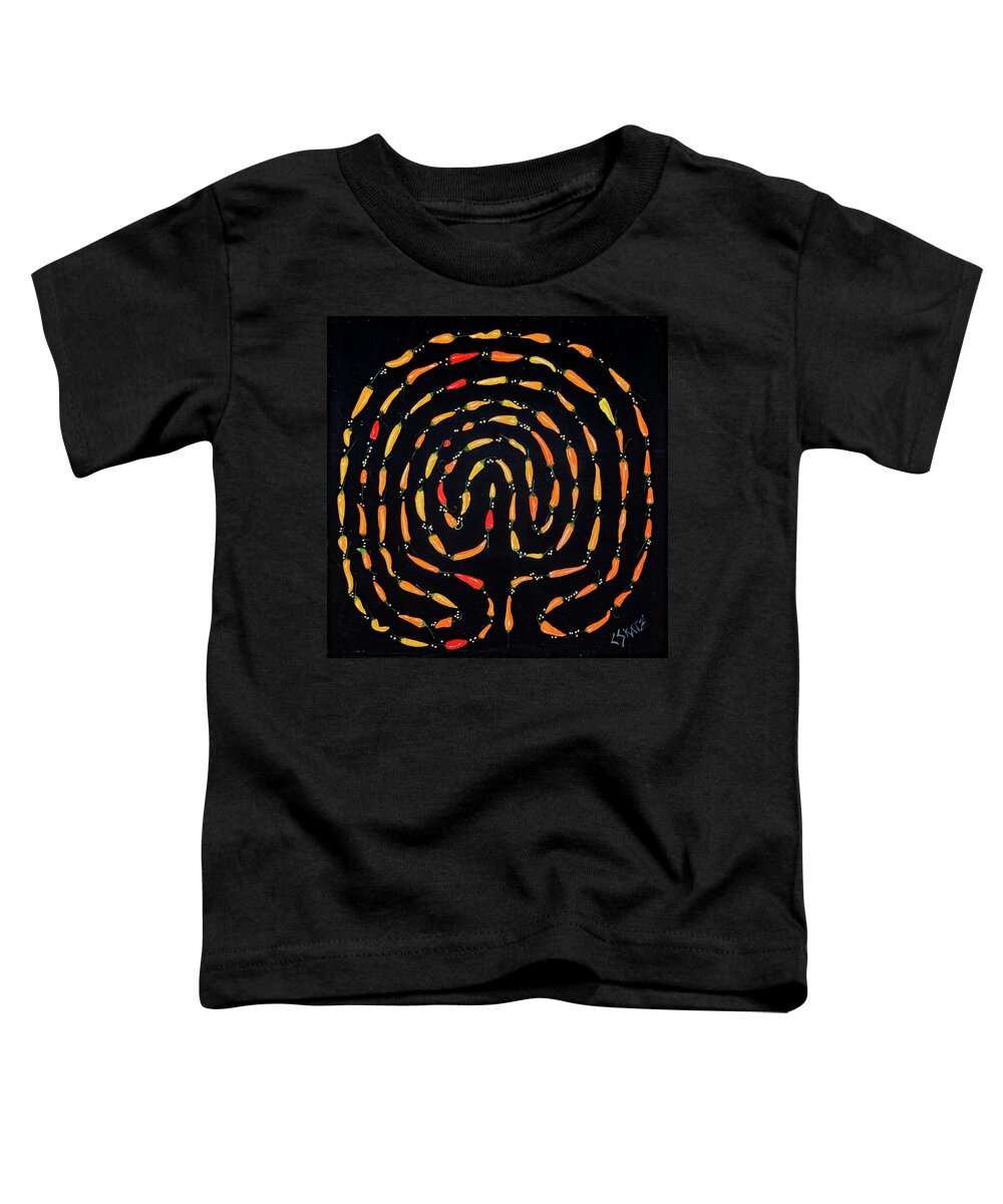 Chilis Toddler T-Shirt featuring the painting 100 Chili Labyrinth by Cyndie Katz