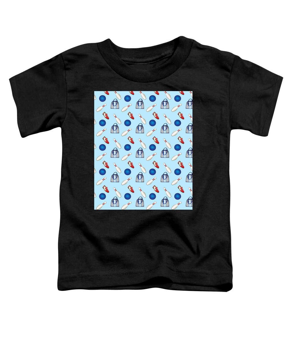 Bowling Team Toddler T-Shirt featuring the digital art Bowling Pattern Strike Spare Team League #15 by Mister Tee