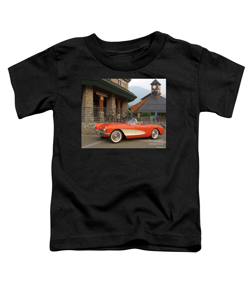 South Lake Tahoe Toddler T-Shirt featuring the photograph 1956 C1 Chevrolet Corvette by PROMedias US