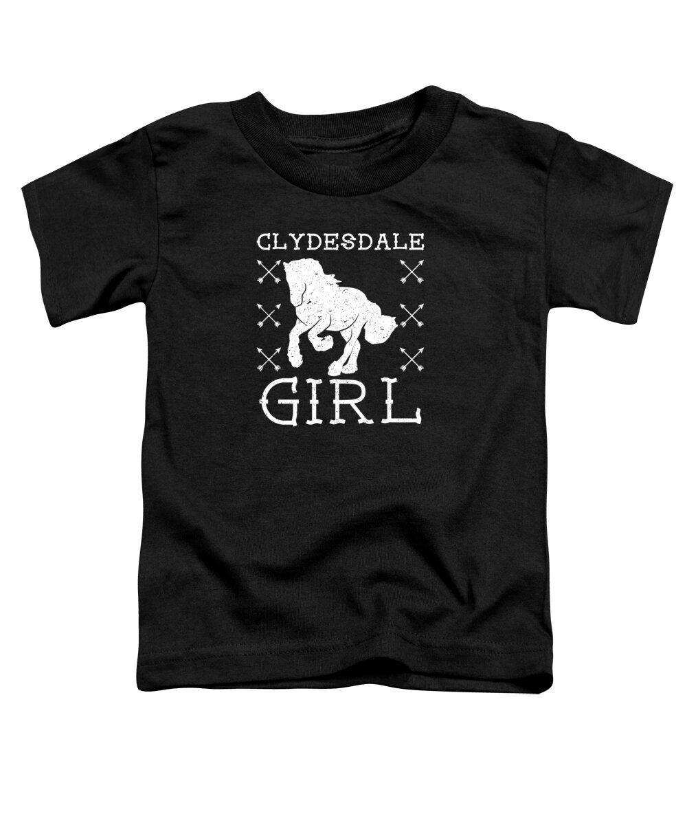 Clydesdale Toddler T-Shirt featuring the digital art Clydesdale Girl Horse Equestrian Scottish Horse #2 by Toms Tee Store