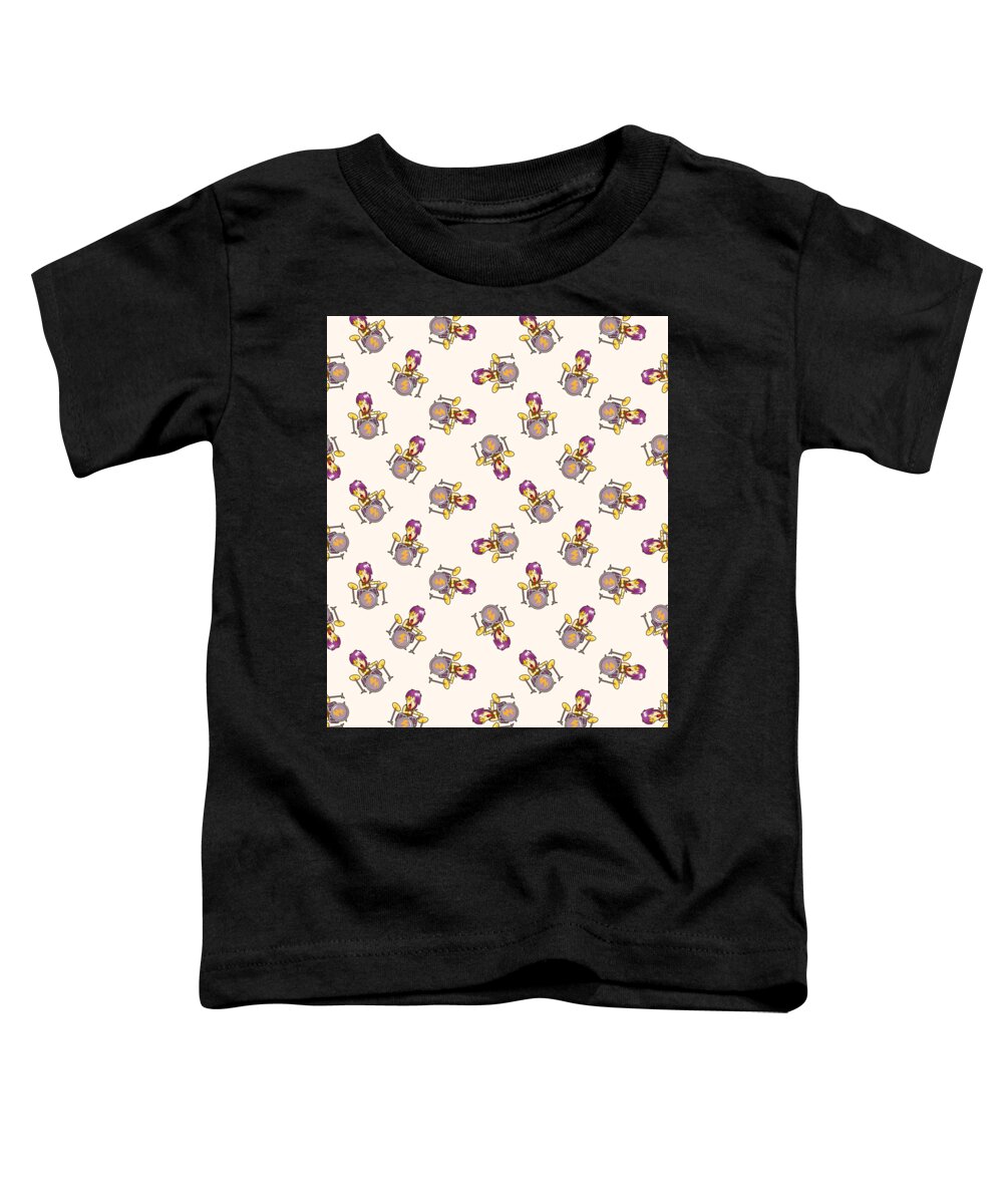Drummer Toddler T-Shirt featuring the digital art Drummer Pattern Drums Musician Percussion Music #2 by Mister Tee