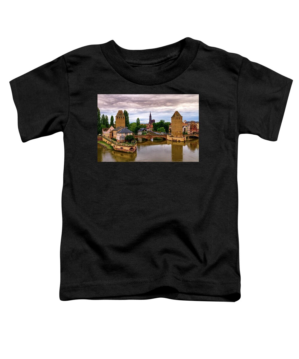 Strasbourg Toddler T-Shirt featuring the photograph The twin watchtowers of the Ponts Couverts, Strasbourg, France #2 by Elenarts - Elena Duvernay photo