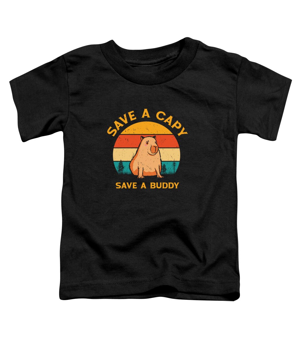 World Wildlife Day Toddler T-Shirt featuring the digital art World Wildlife Day Capybara Animal Welfare Retro Wildlife #2 by Toms Tee Store