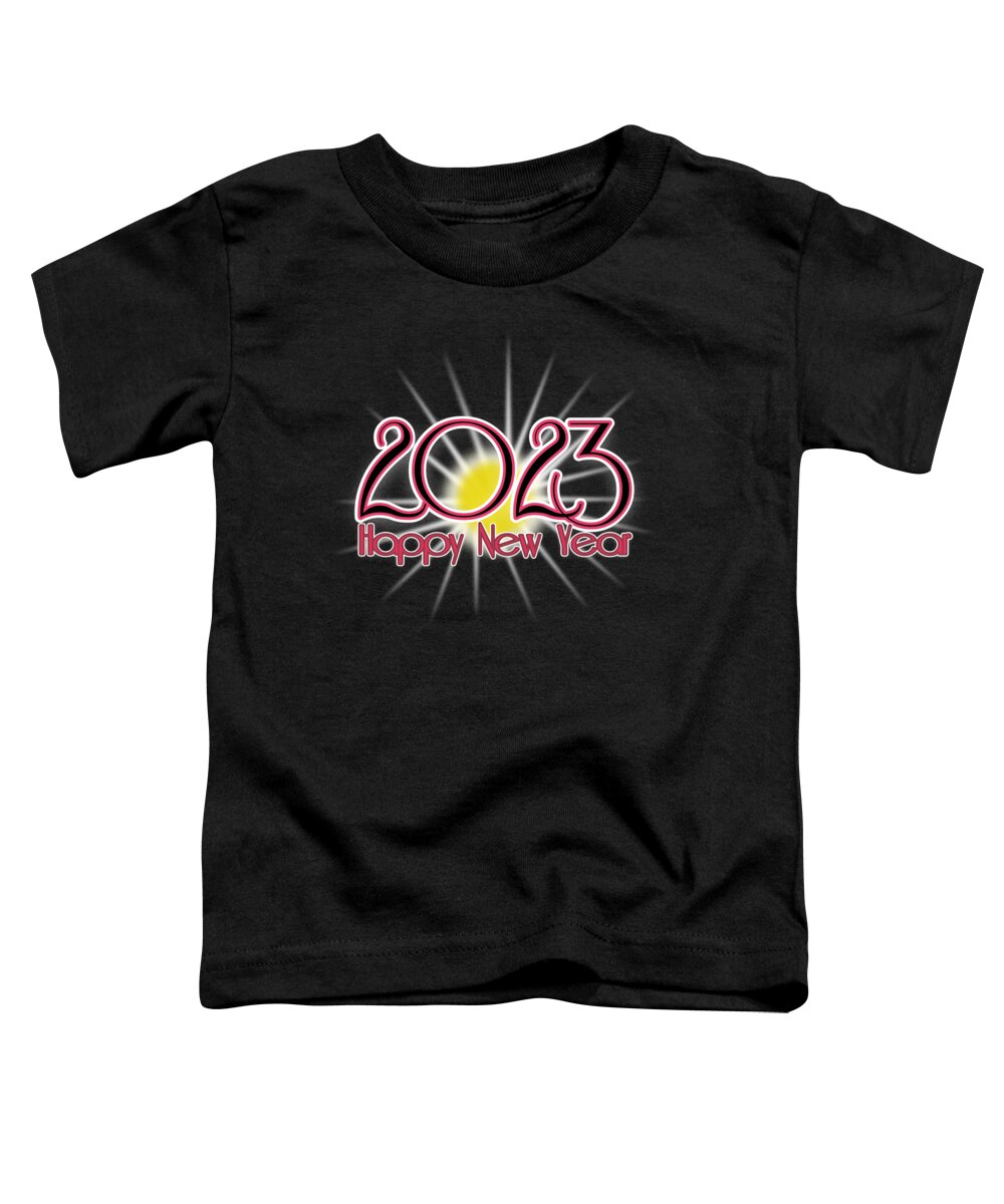 2023 Toddler T-Shirt featuring the digital art 2023 Happy New Year by Delynn Addams