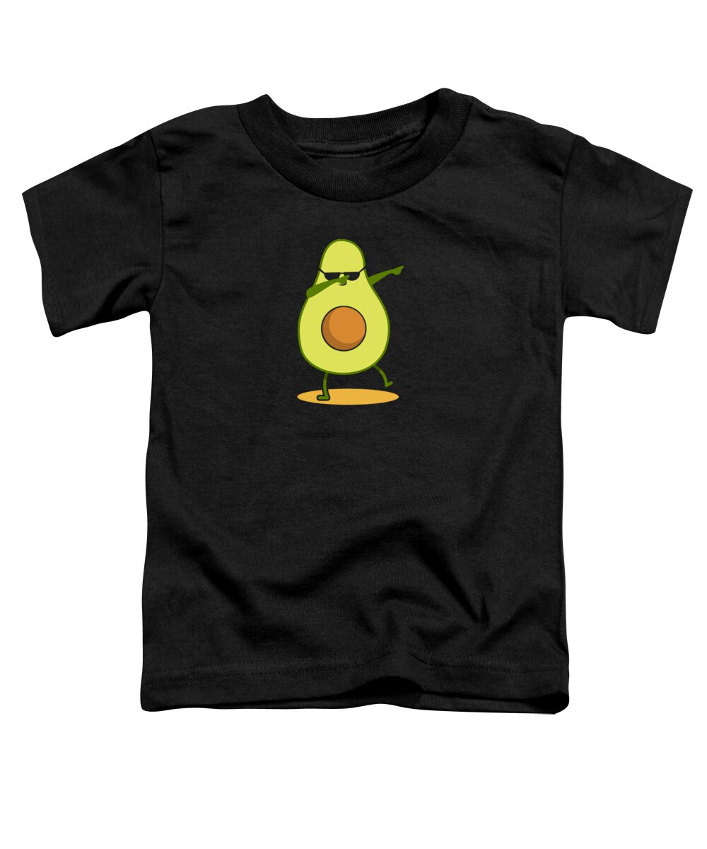 Avocado Toddler T-Shirt featuring the digital art Avocado Punk Dabbing Cool with Sunglasses Fruit Lover #3 by Toms Tee Store