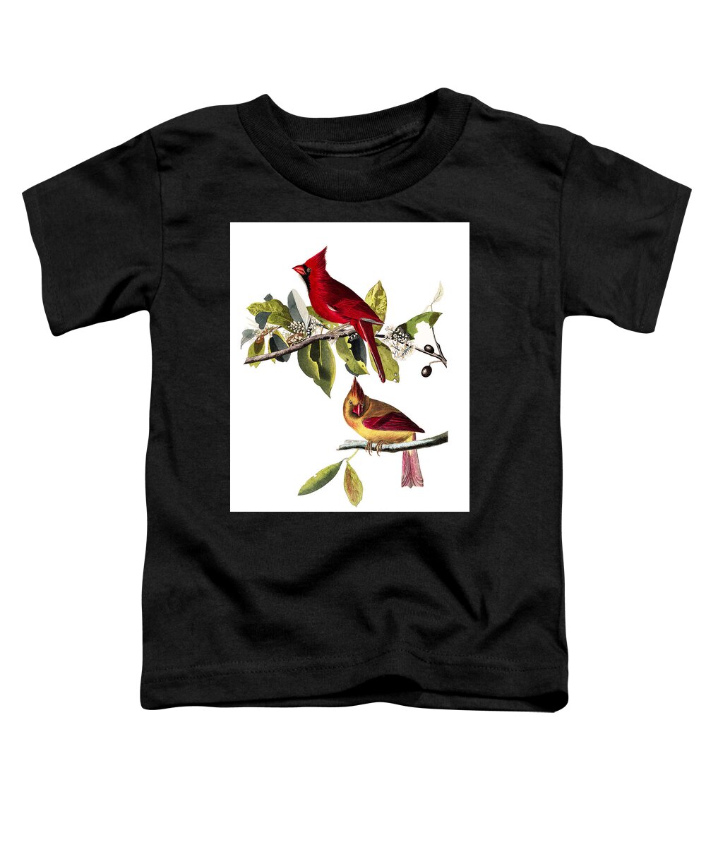 John James Audubon Toddler T-Shirt featuring the painting Cardinal Grosbeak #3 by Alexander Ivanov