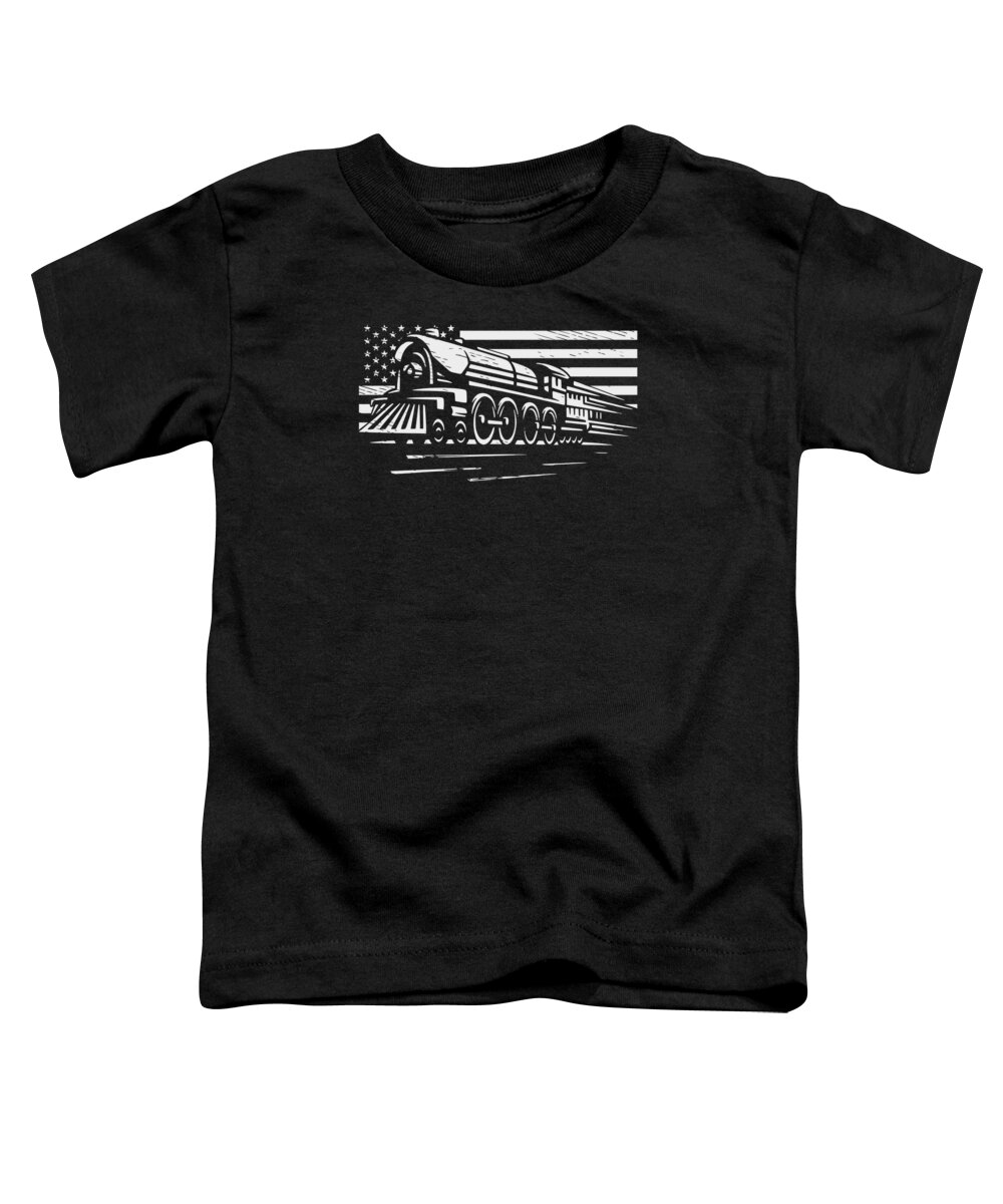Railroad Toddler T-Shirt featuring the digital art Train Patriotic American Railroad Model Trains Enthusiast #3 by Toms Tee Store