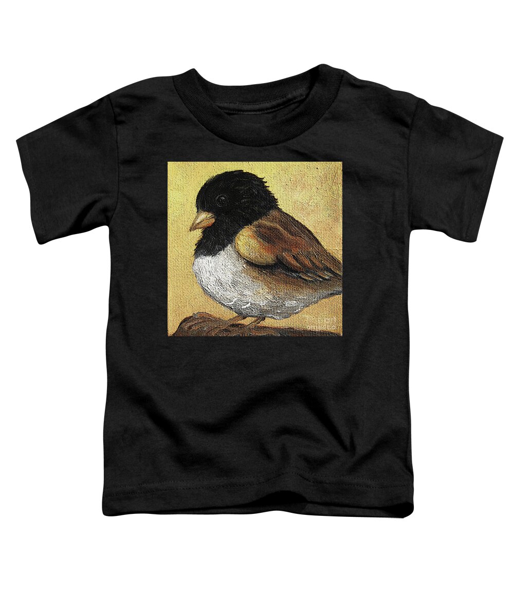 Bird Toddler T-Shirt featuring the painting 40 Junco by Victoria Page