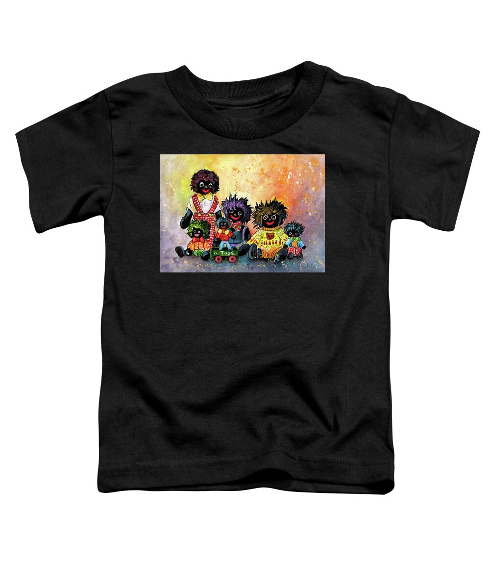 Dolls Toddler T-Shirt featuring the painting A Happy Golly Family by Miki De Goodaboom