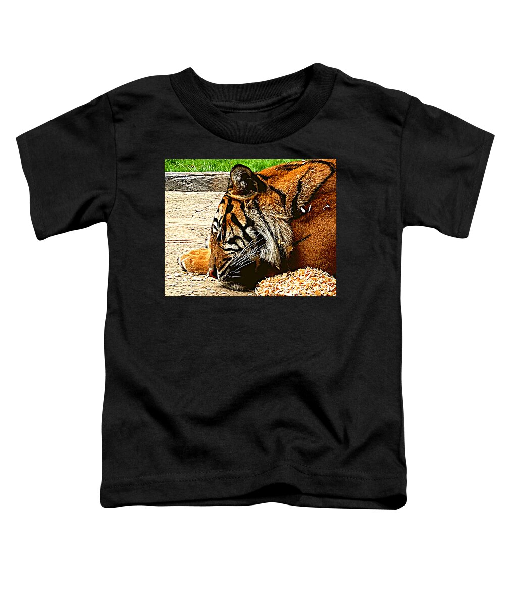 Tiger Toddler T-Shirt featuring the photograph A LOUD Snore by Lee Darnell
