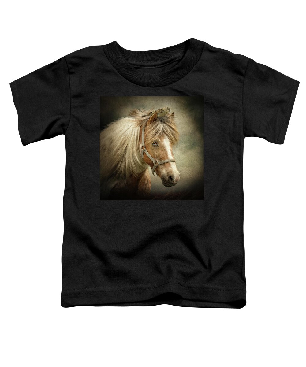 Icelandic Horse Toddler T-Shirt featuring the digital art A Place to Hide by Maggy Pease