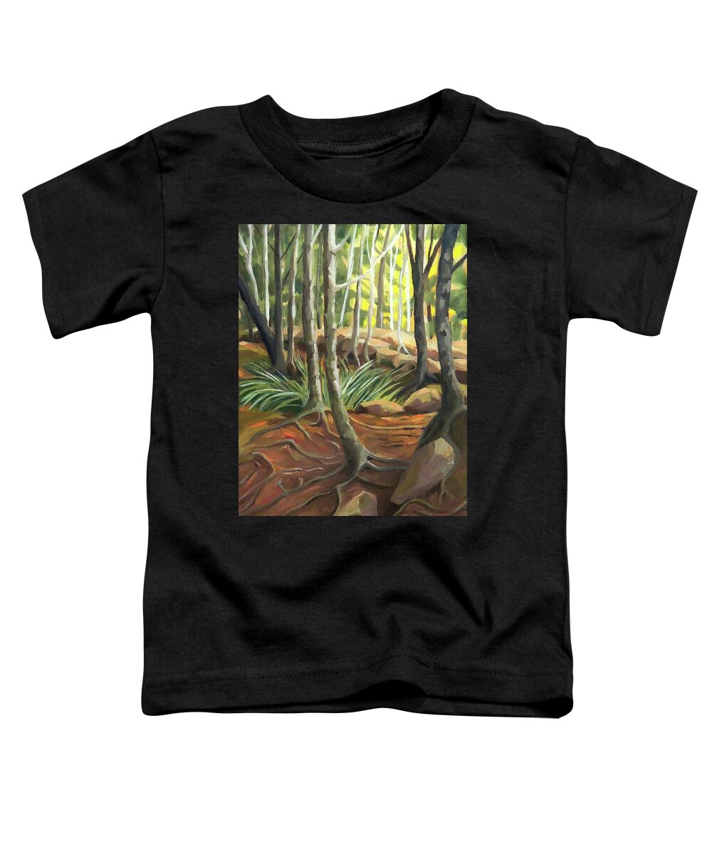 New Hampshire Toddler T-Shirt featuring the painting A Rooted Path to the Clearing by Nancy Griswold