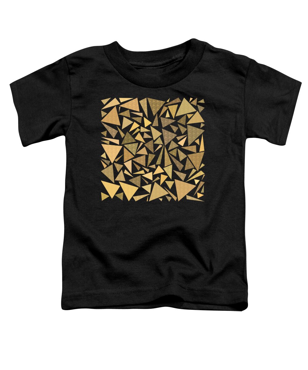 Abstract Triangles Toddler T-Shirt featuring the digital art Abstract gold triangle shapes seamless pattern by Gregory DUBUS