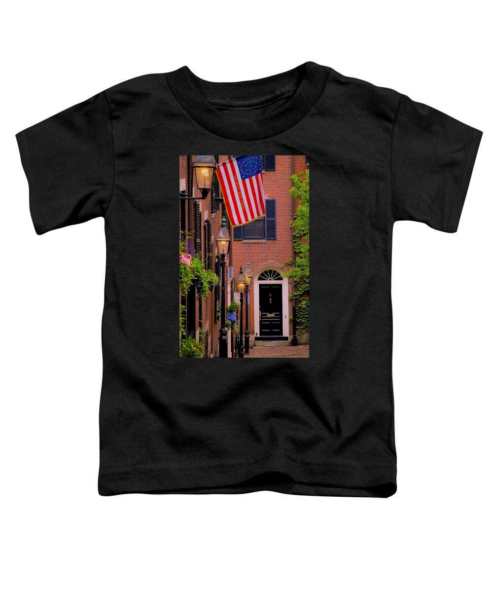 Boston Toddler T-Shirt featuring the photograph Acorn Street by Caroline Stella