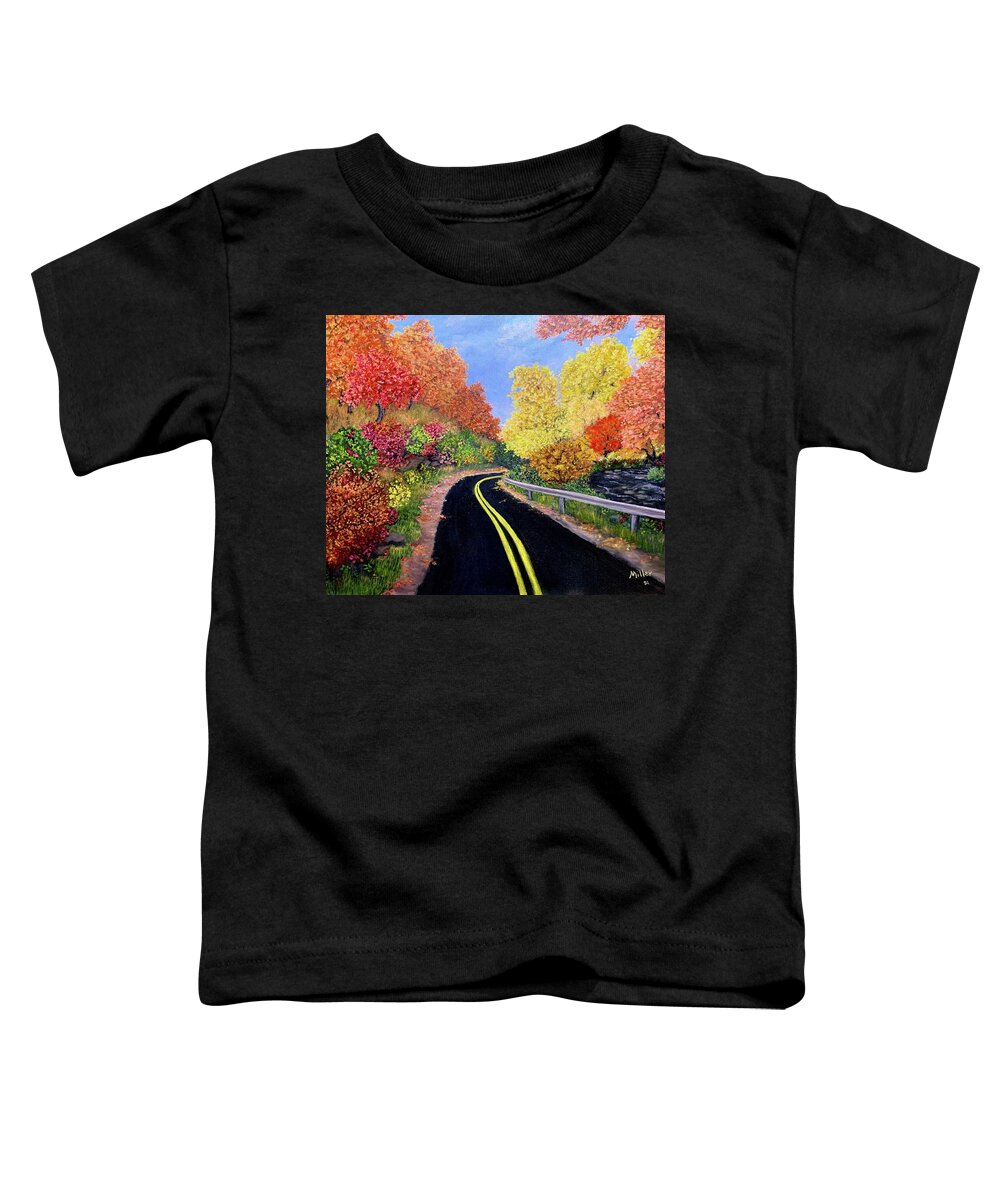  Toddler T-Shirt featuring the painting Adirondack Country Road by Peggy Miller