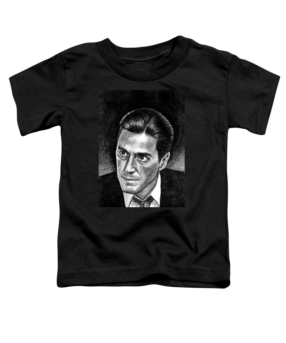 Wallpaper Toddler T-Shirt featuring the drawing Al Pacino bw by Salman Ravish