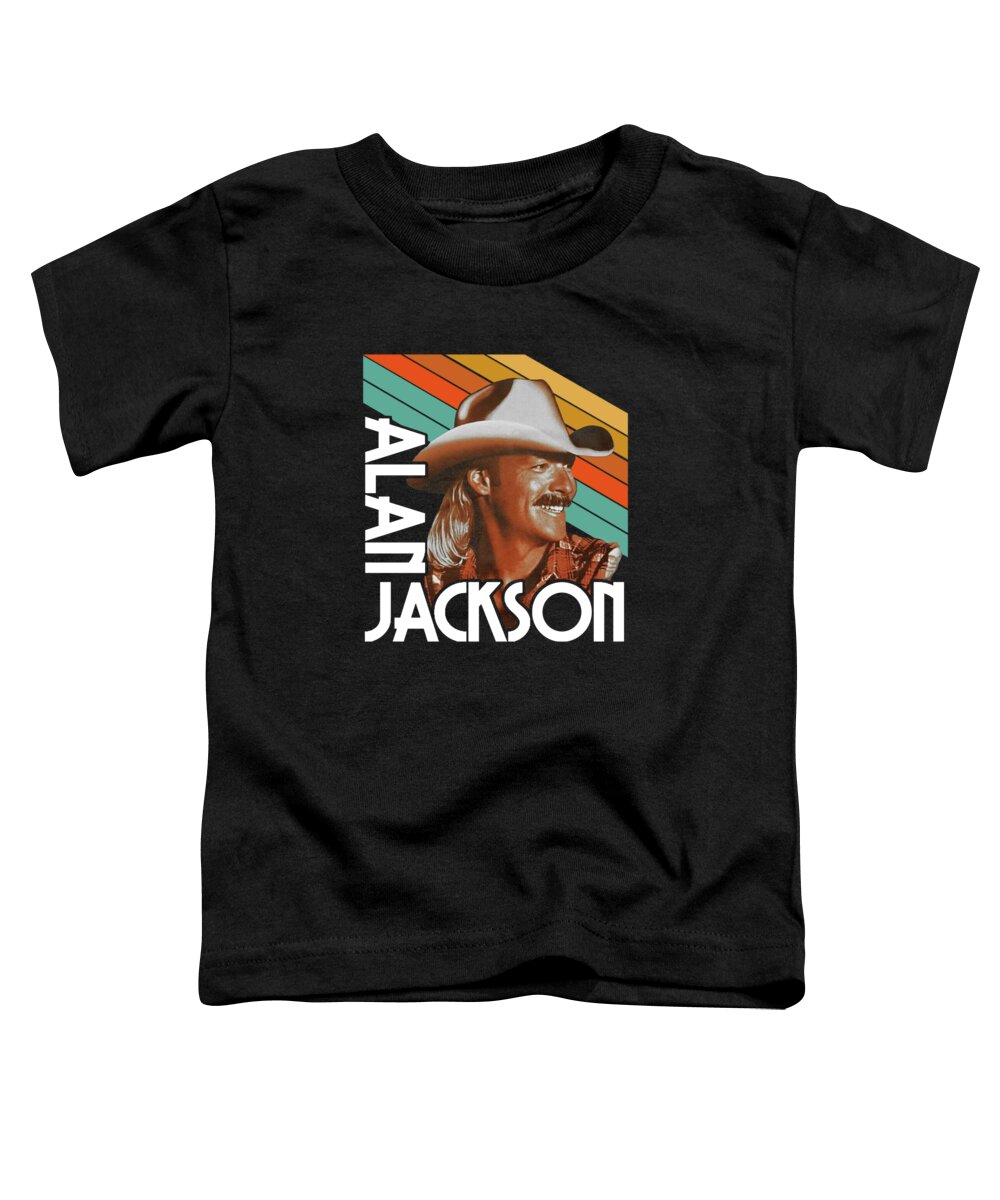 Alan Jackson Toddler T-Shirt featuring the digital art Alan Jackson Vintage Retro Country FanArt Tribute by Notorious Artist