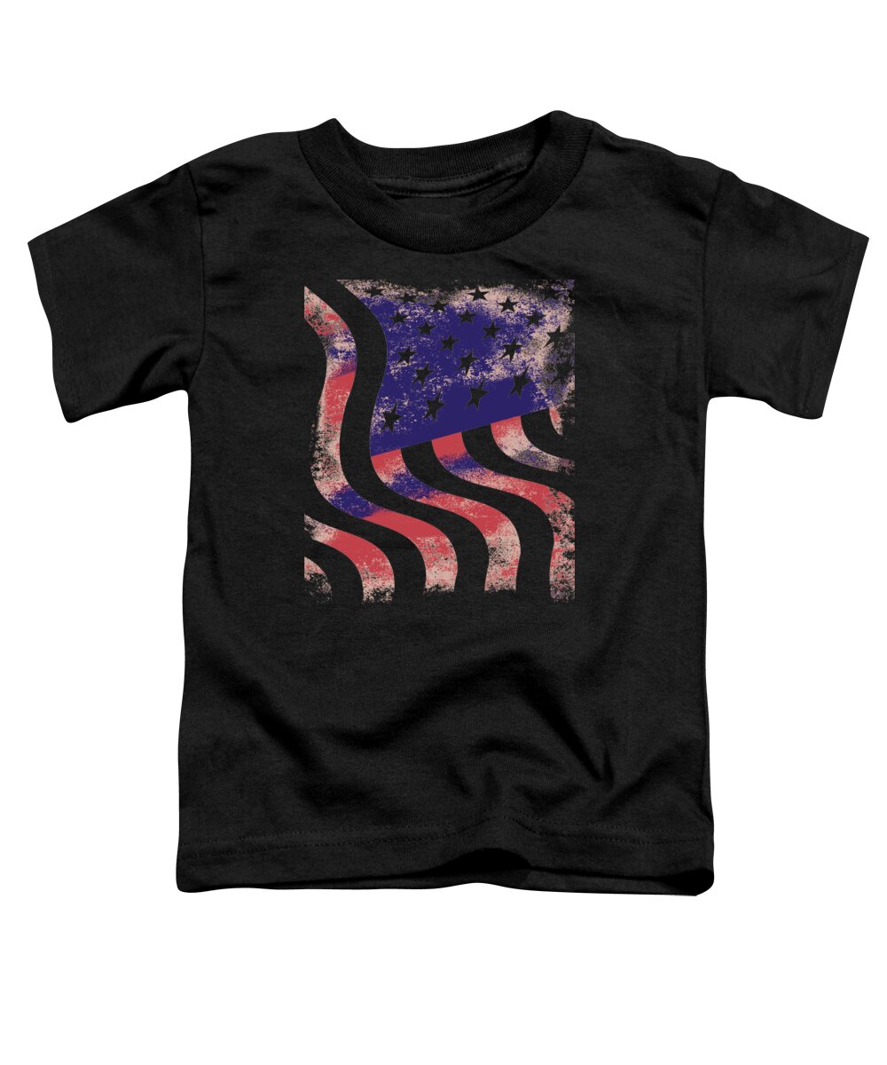 Funny Toddler T-Shirt featuring the digital art American Flag by Flippin Sweet Gear