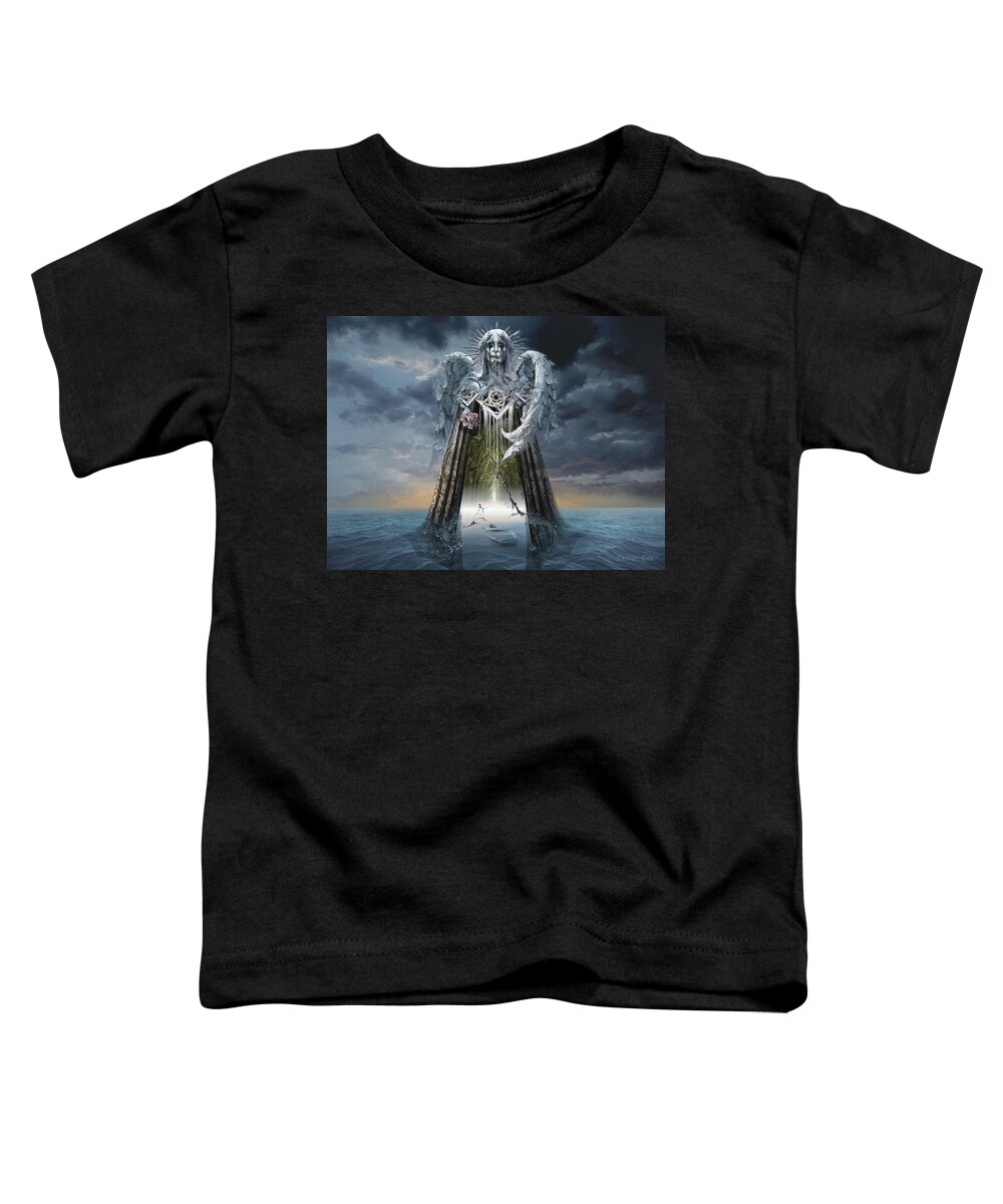 Archangel Toddler T-Shirt featuring the digital art Angels and Demons Spirit of Repentance and Hope by George Grie