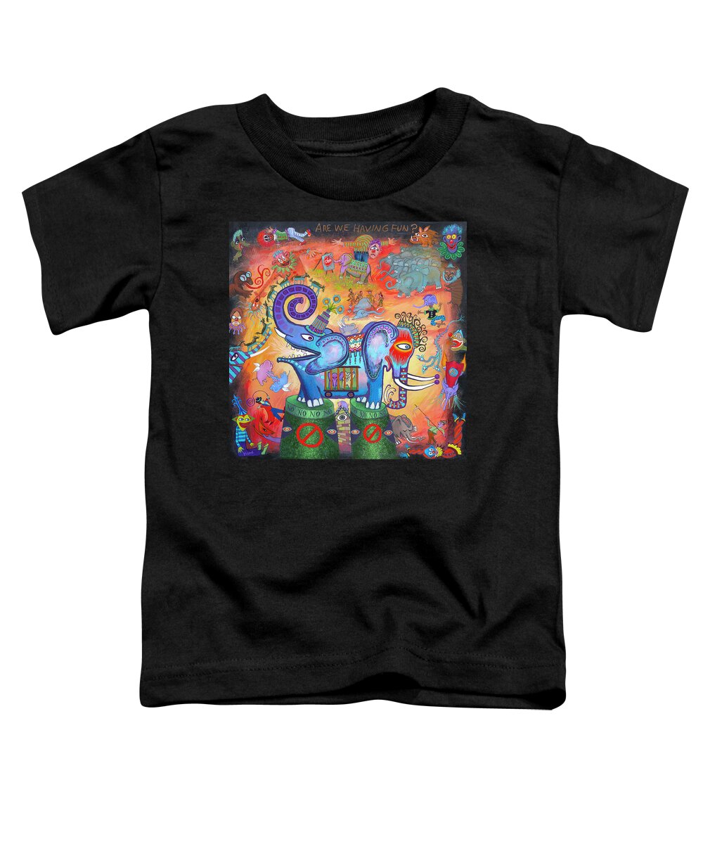  Toddler T-Shirt featuring the painting Are We Having Fun by Hone Williams