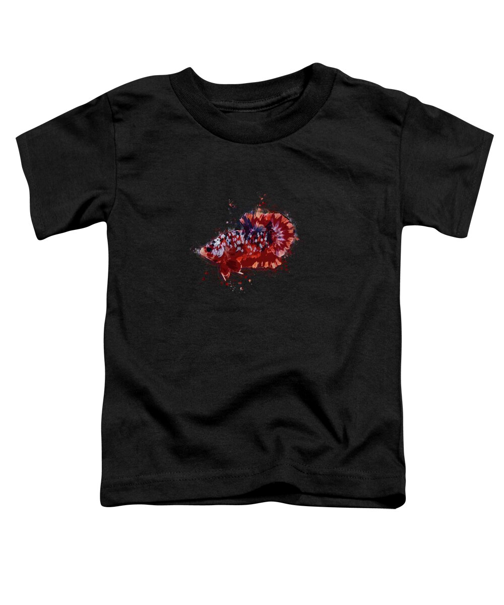 Artistic Toddler T-Shirt featuring the digital art Artistic Balanced Multicolor Betta Fish by Sambel Pedes