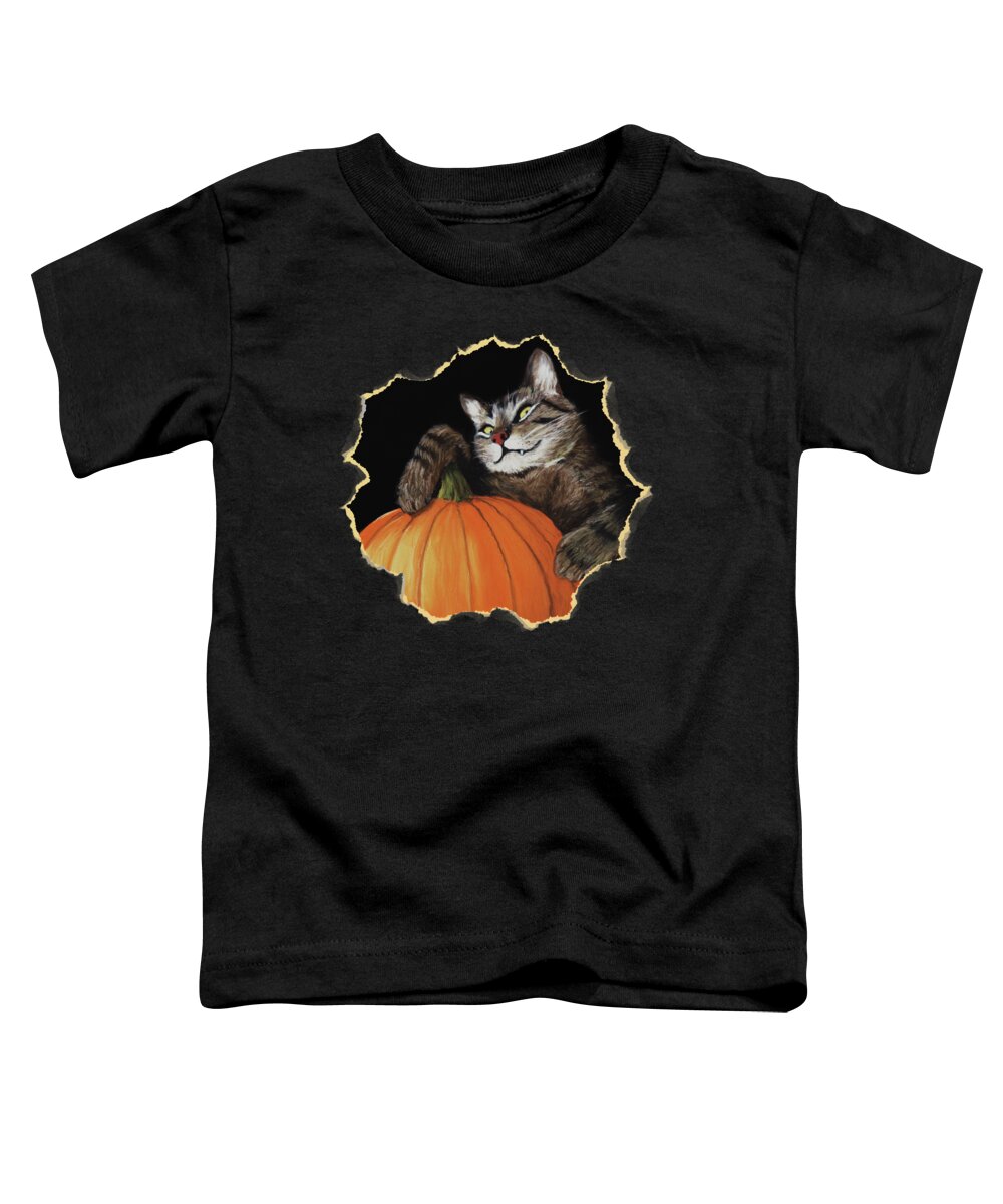 Cat Toddler T-Shirt featuring the painting Halloween Cat by Anastasiya Malakhova