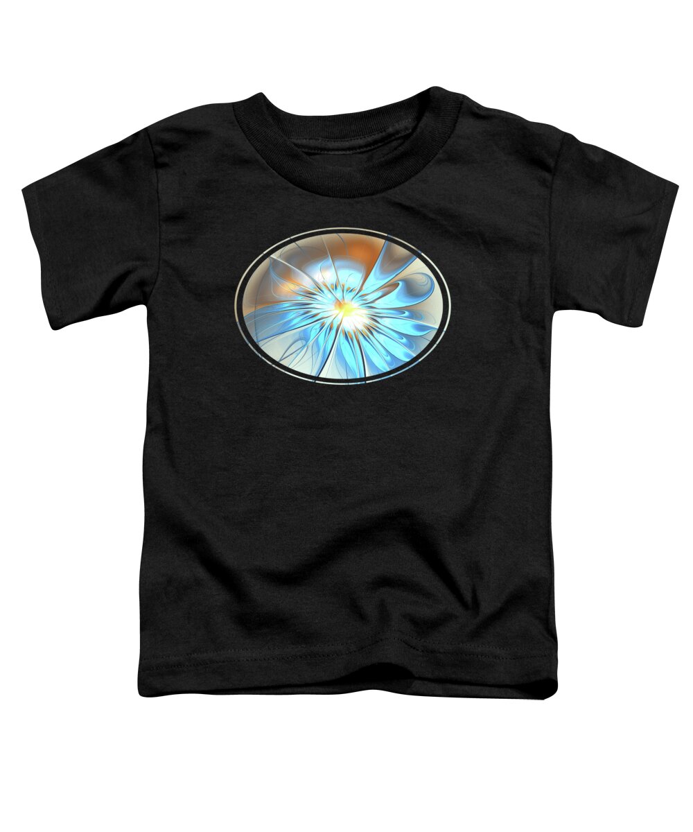 Shine Toddler T-Shirt featuring the digital art Shining Blue Flower by Anastasiya Malakhova