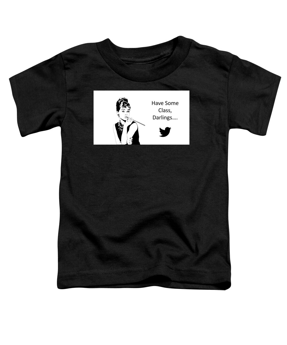Social Media Toddler T-Shirt featuring the drawing Audrey Hepburn Says... by Nancy Ayanna Wyatt