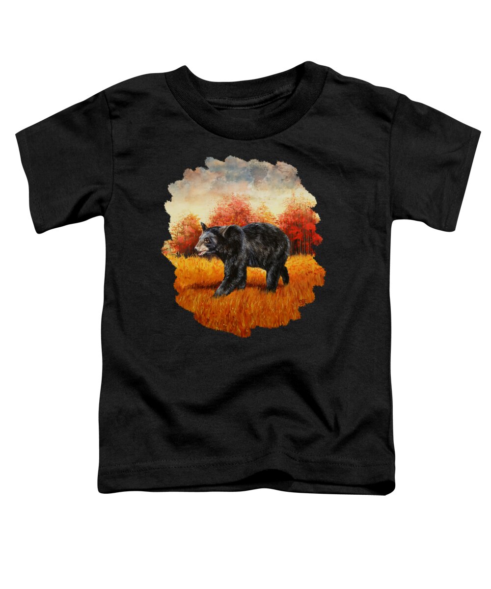 Bear Toddler T-Shirt featuring the painting Autumn Black Bear by Crista Forest