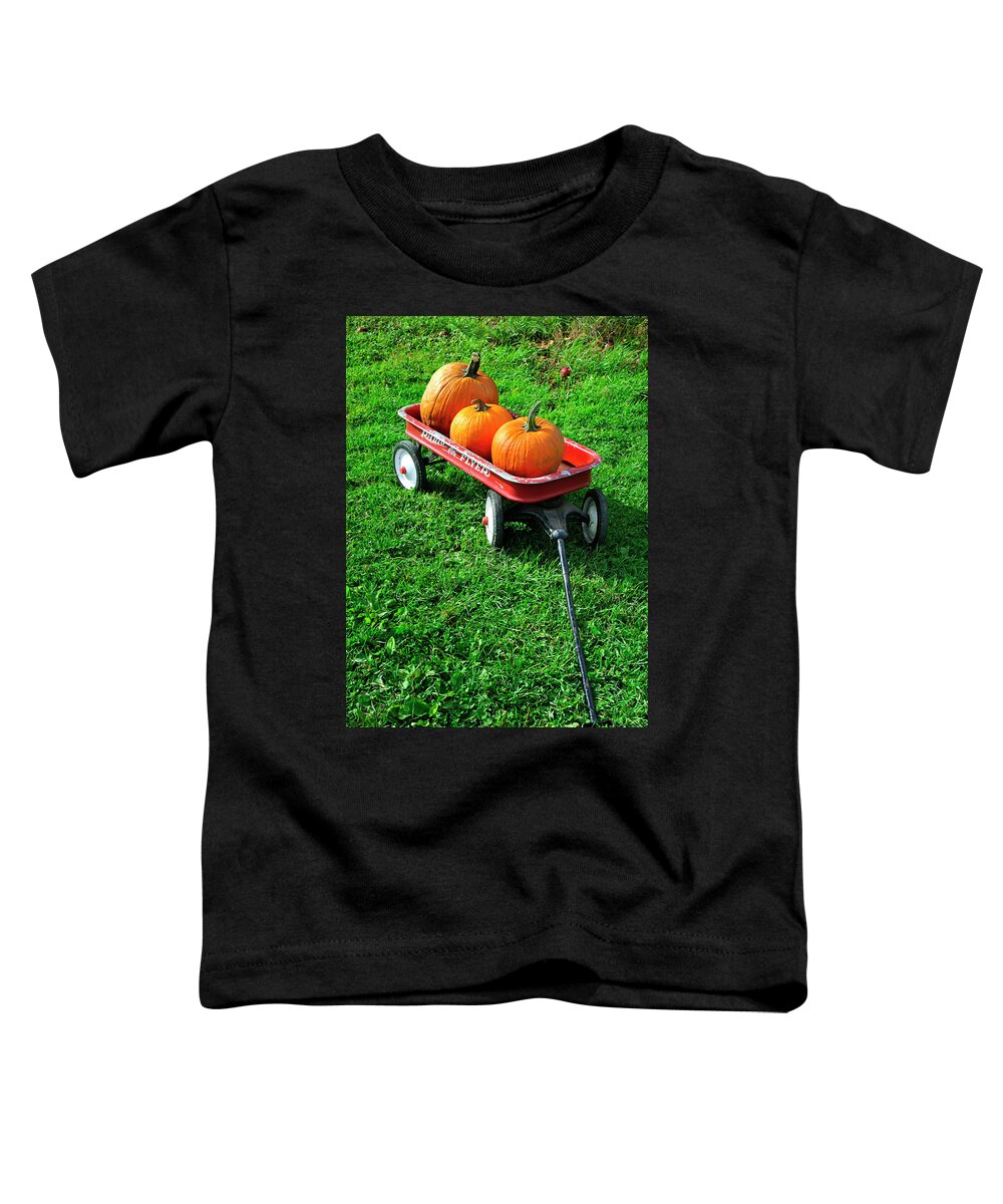 Little Red Wagon Toddler T-Shirt featuring the photograph Autumn Wagon by Luke Moore