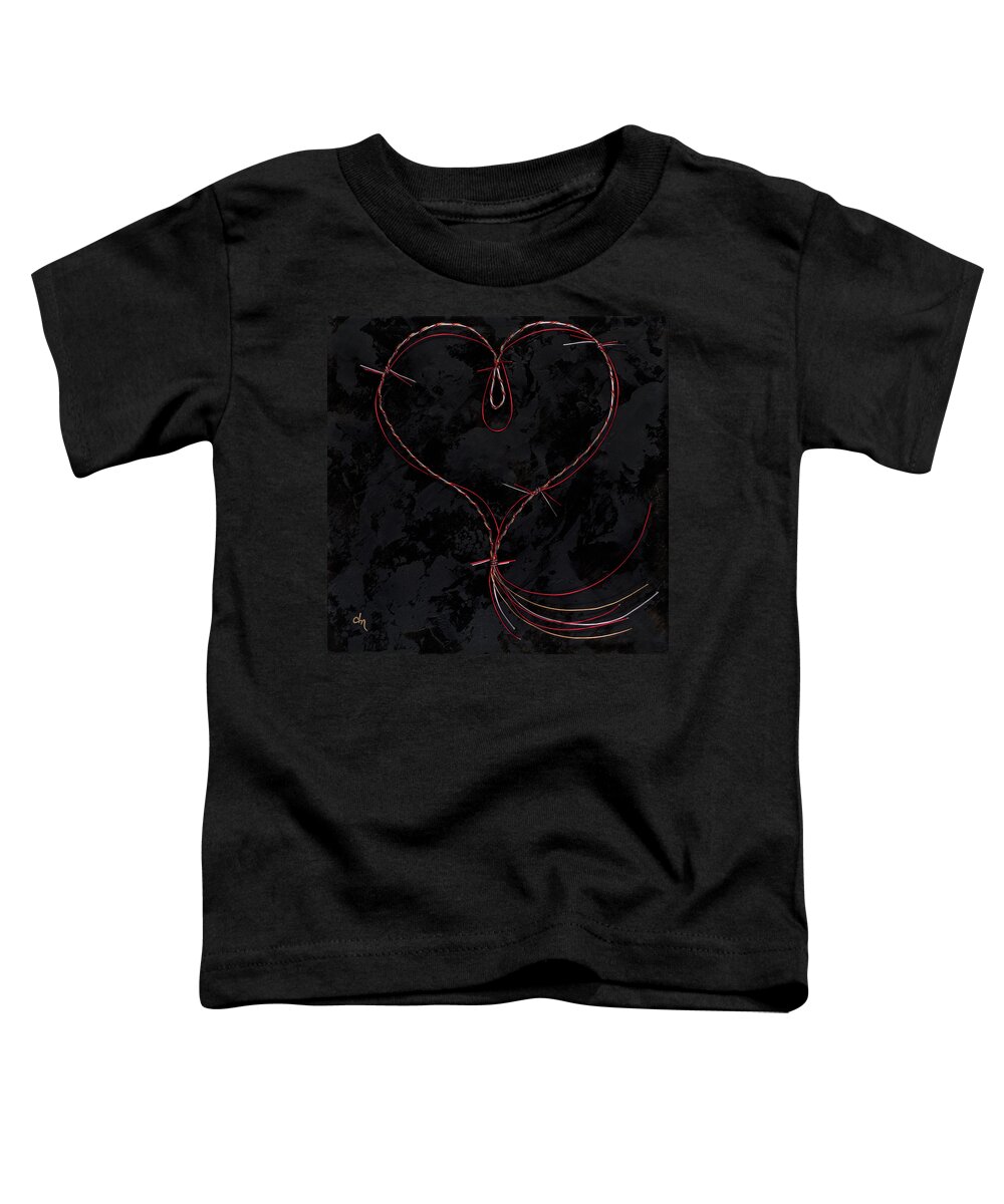 Heart Toddler T-Shirt featuring the painting Barbed Heart-Red Gold Silver Black by Tamara Nelson