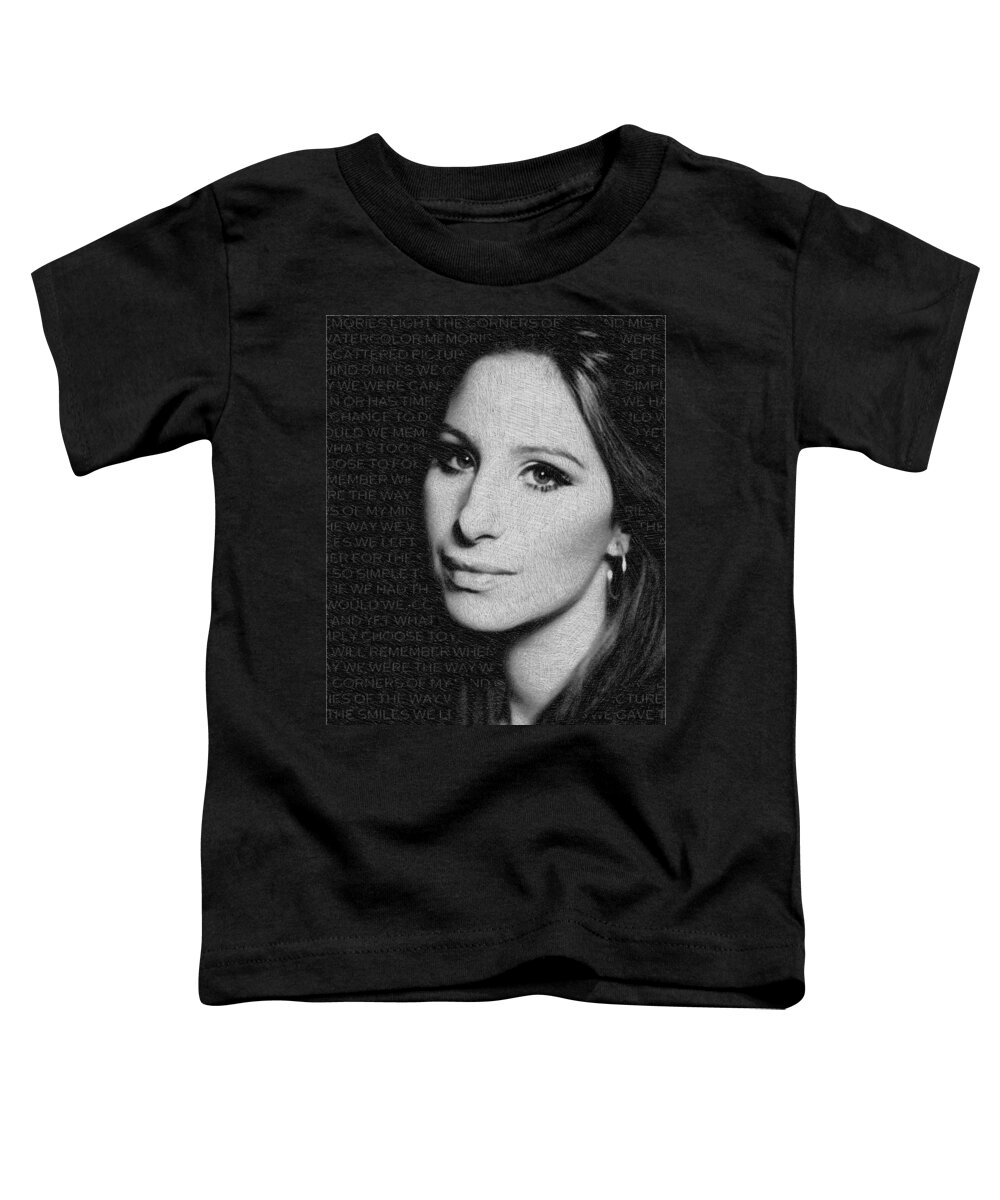 Barbra Streisand Toddler T-Shirt featuring the painting Barbra Streisand And Lyrics by Tony Rubino
