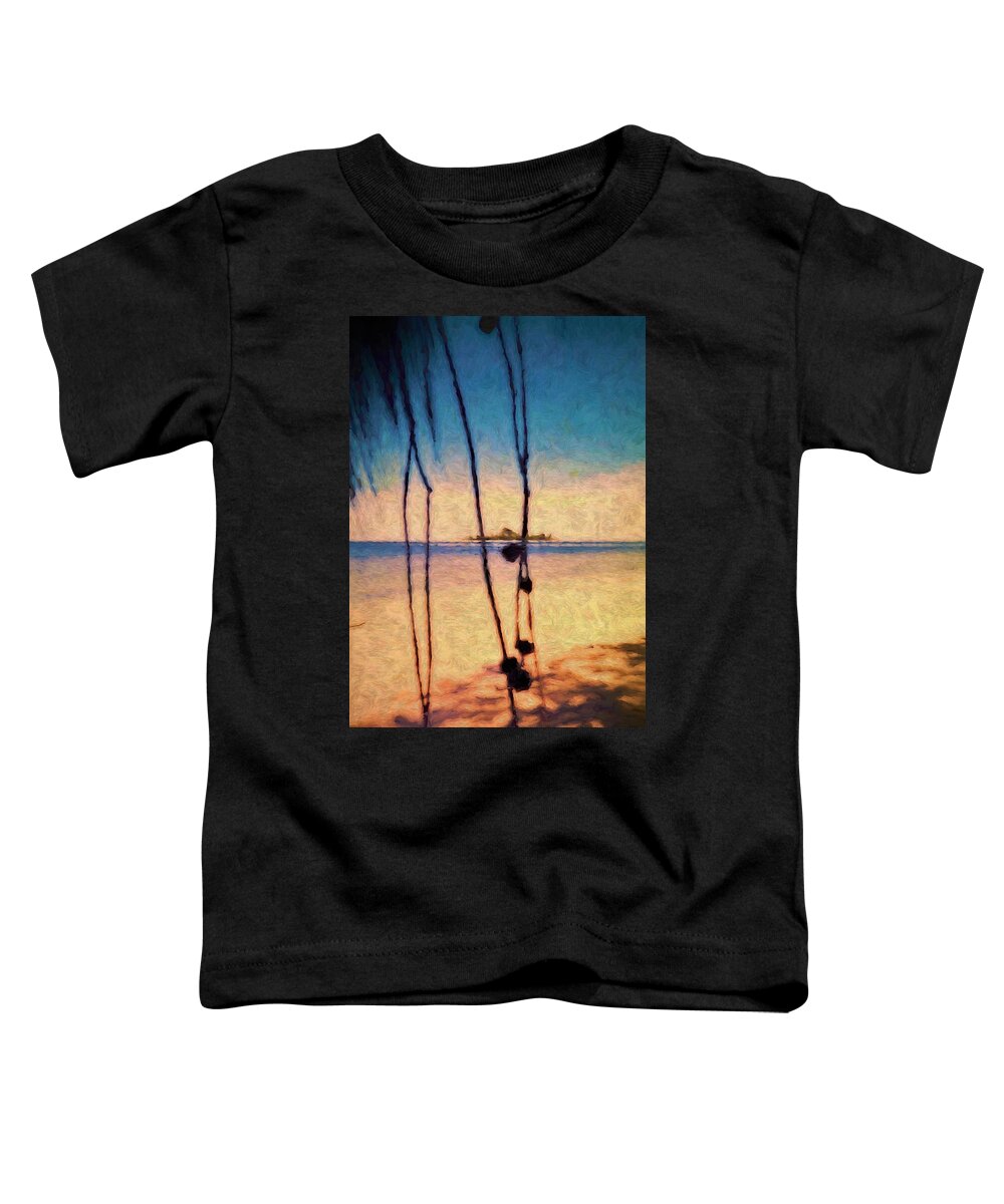 Beach View Toddler T-Shirt featuring the mixed media Beach And Island View Near Gizo Solomon Islands by Joan Stratton