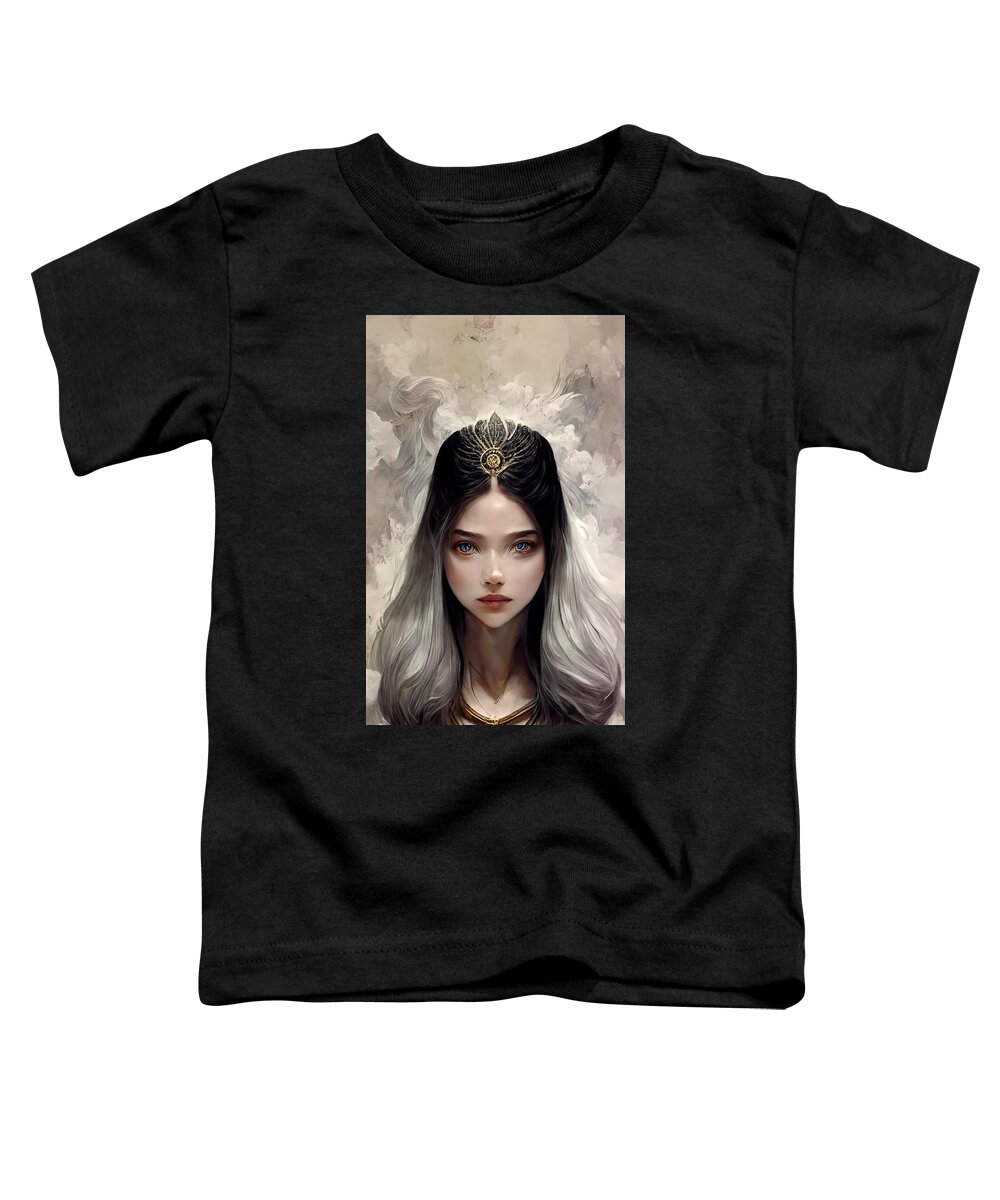 Portrait Toddler T-Shirt featuring the painting Beautiful Woman Of Time And Half Night Half Day Pale  Be84c947 D0e3 49d4 814e 1d7b615 by MotionAge Designs