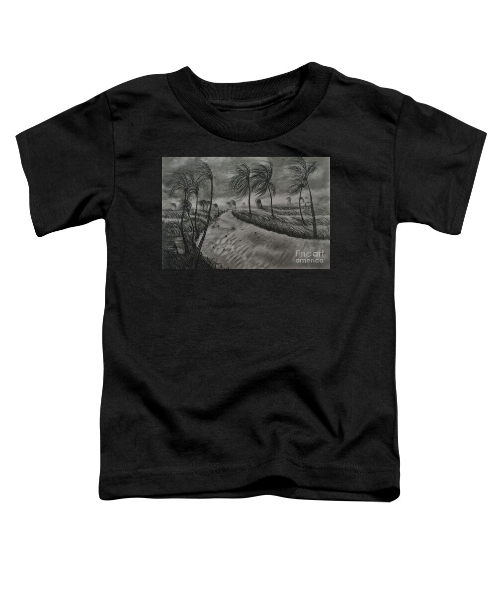 Drawing Toddler T-Shirt featuring the drawing Before the storm - charcoal Drawing by Adrian De Leon Art and Photography