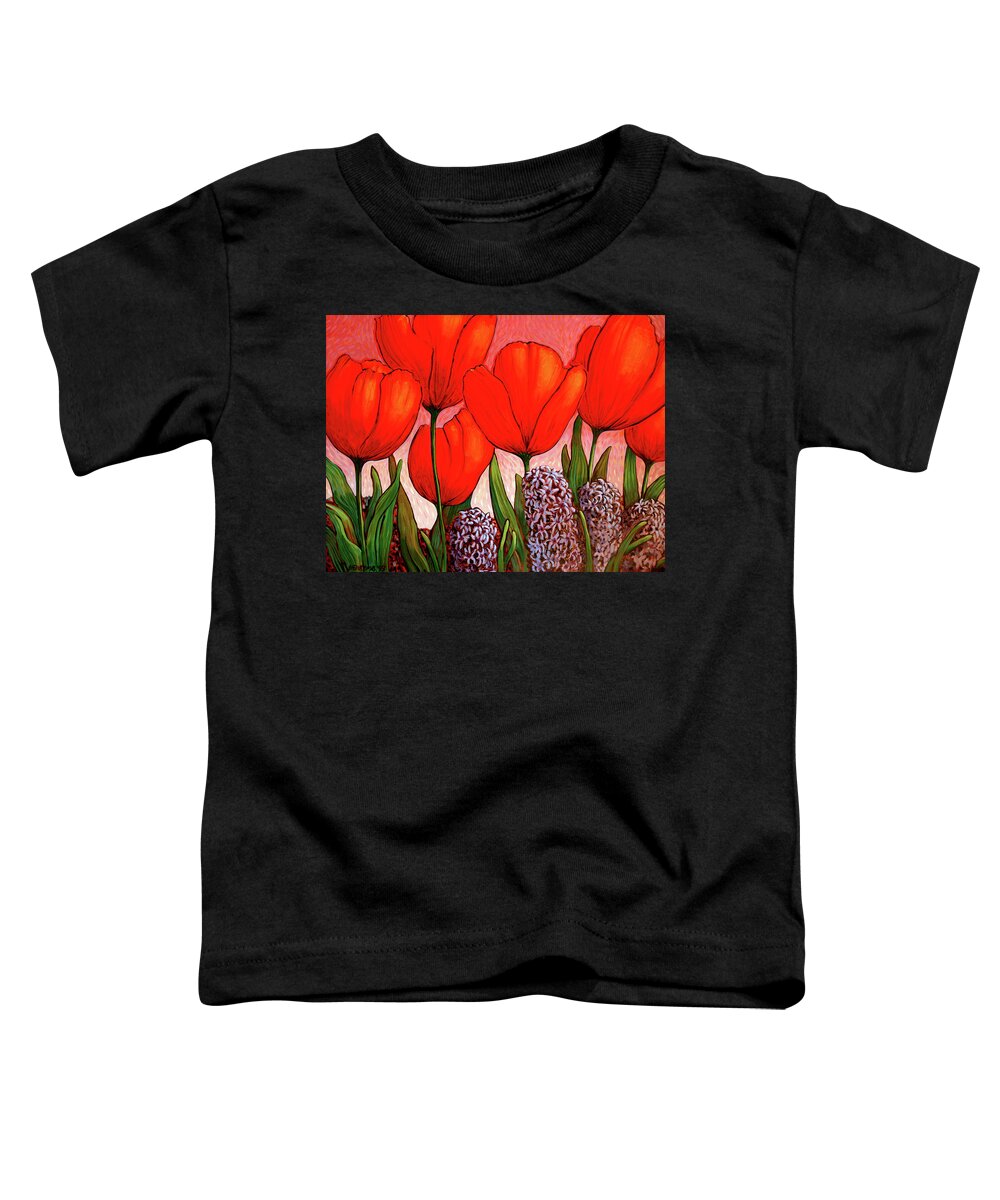 Bloom Toddler T-Shirt featuring the painting Big Tulips and Hyacinths by John Newcomb