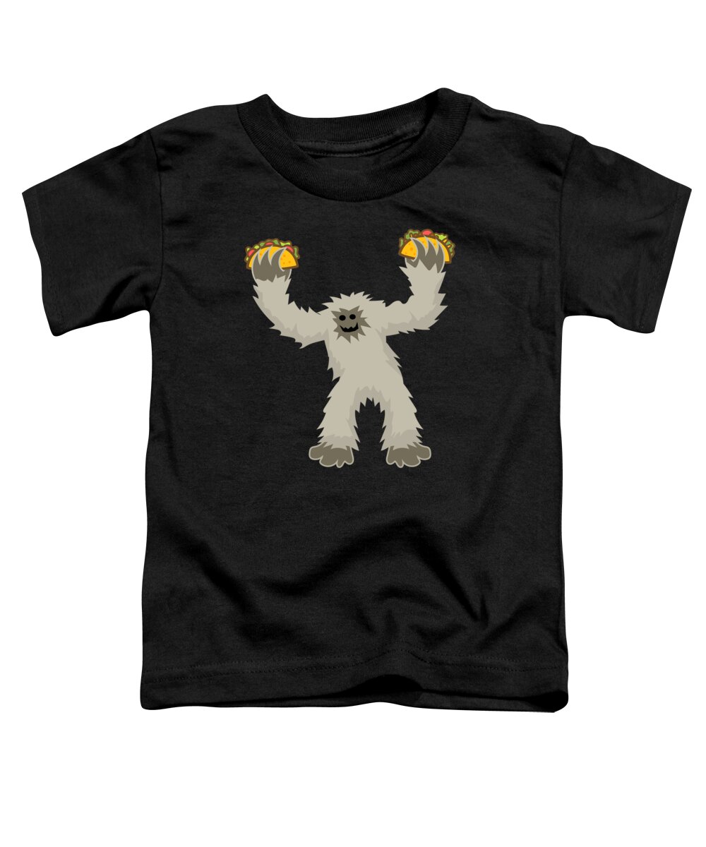 Funny Toddler T-Shirt featuring the digital art Bigfoot Loves Tacos by Flippin Sweet Gear