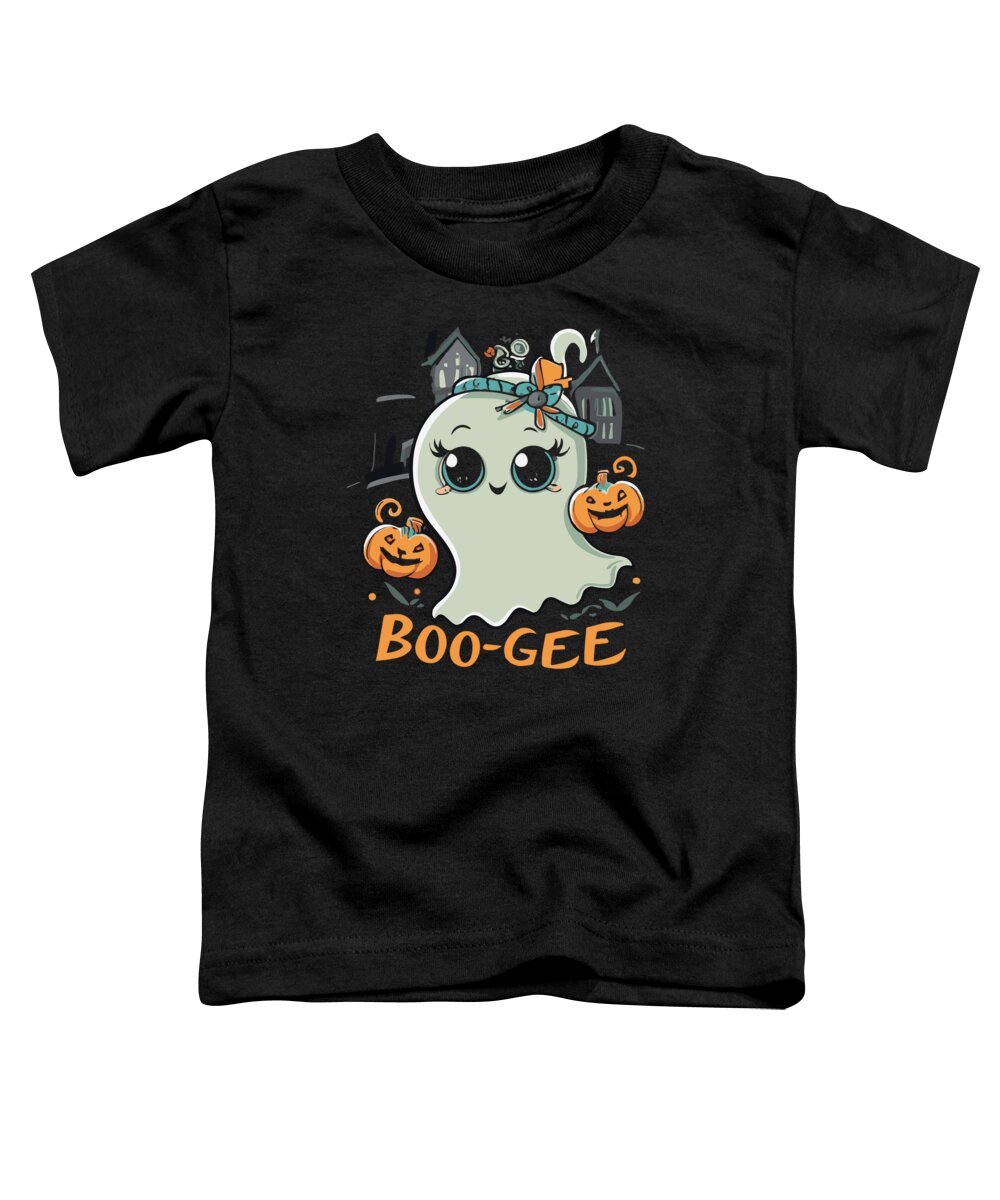Halloween Toddler T-Shirt featuring the digital art Boo Gee Cute Halloween Ghost by Flippin Sweet Gear