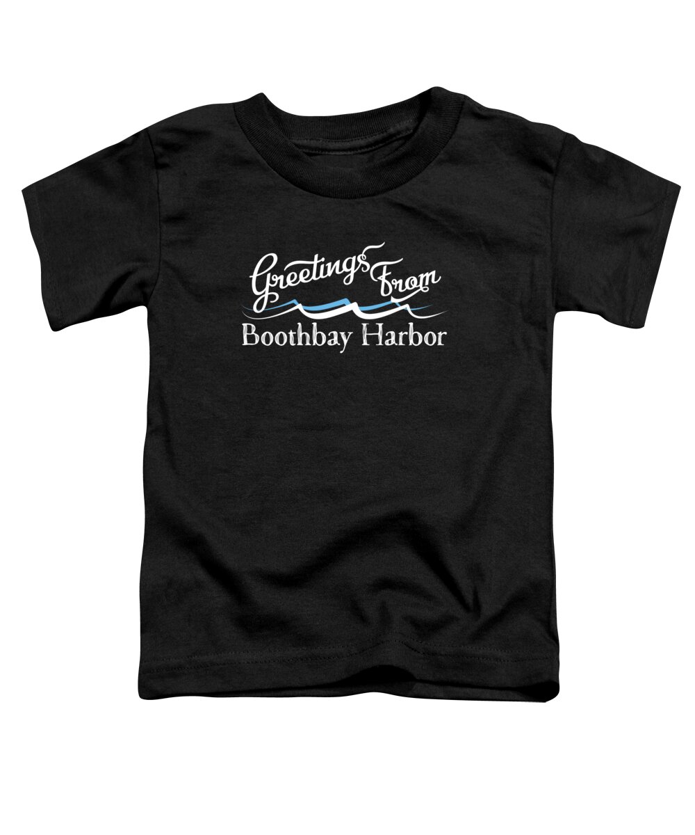 Boothbay Harbor Toddler T-Shirt featuring the digital art Boothbay Harbor Maine Water Waves by Flo Karp