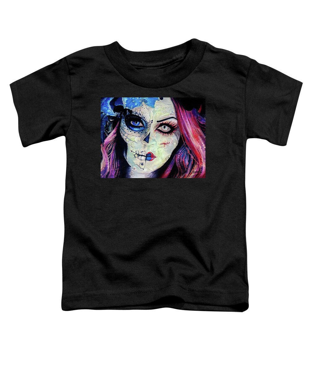 Skull Toddler T-Shirt featuring the digital art Brigitta Blues by Elaine Berger